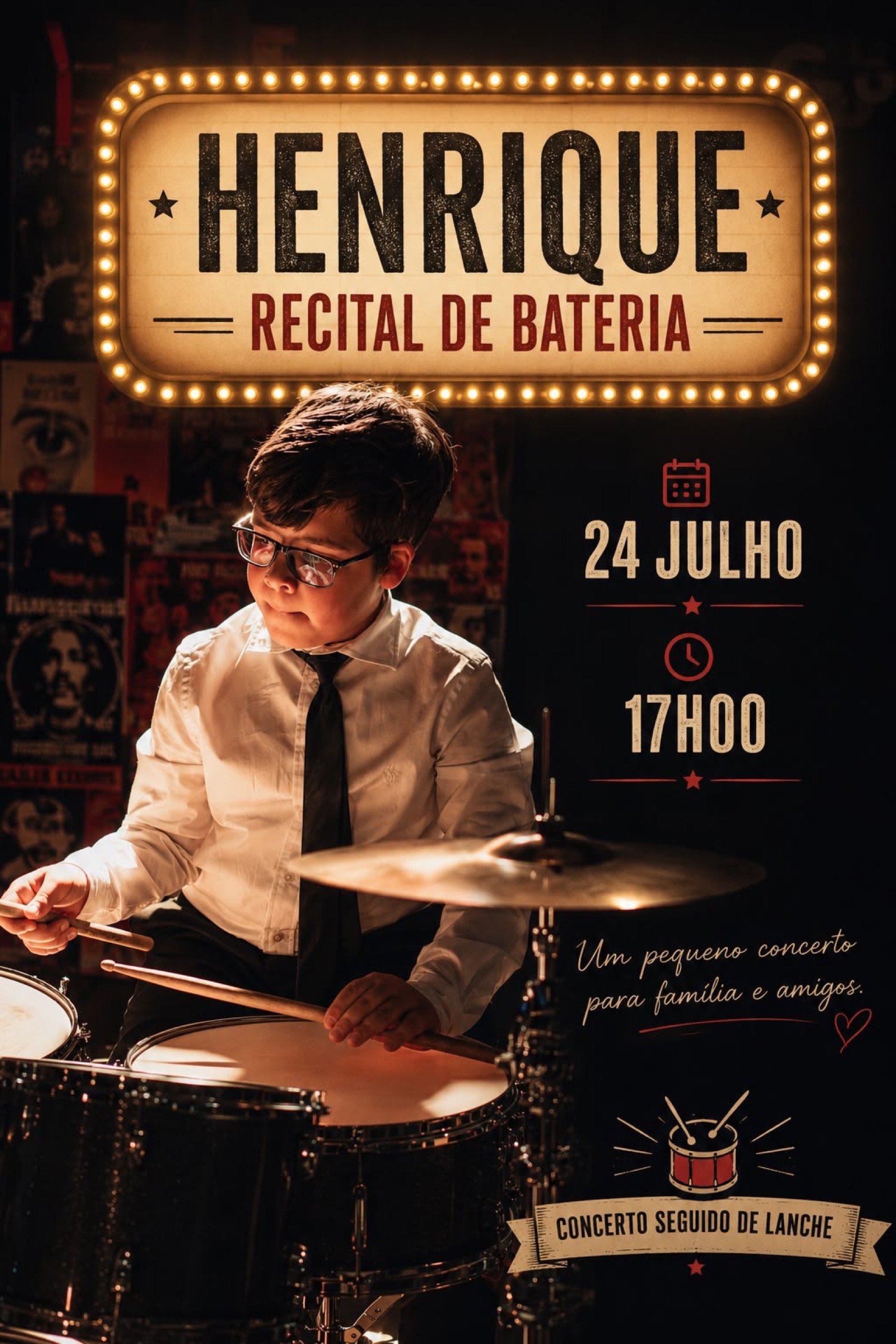 Henrique Amaro a tocar bateria